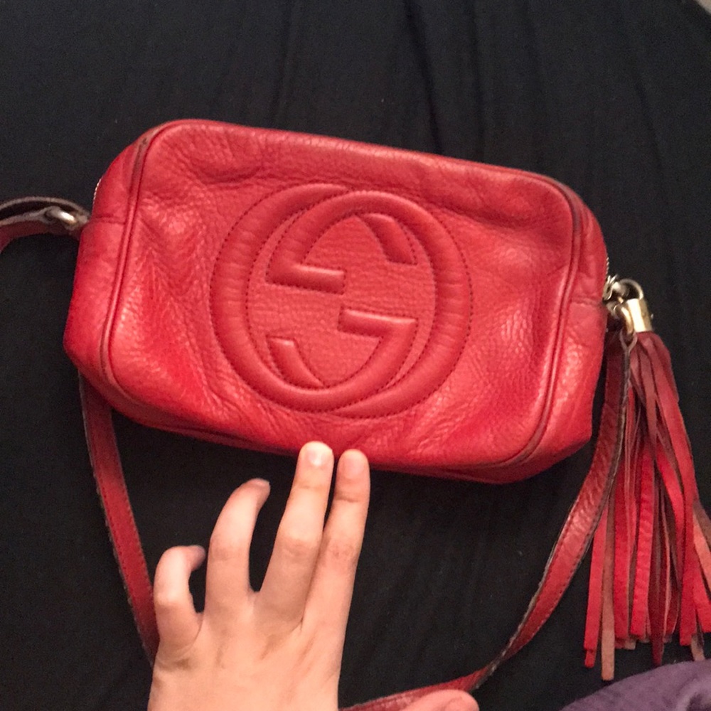 AUTHENTIC RED GUCCI BOHO DISCO BAG